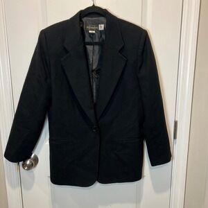 Vintage Requirements Black Wool Blazer Womens Size 10 Classic Tailored Jacket
